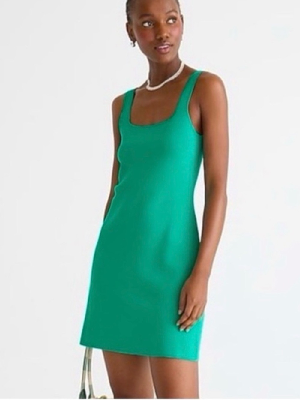 J. Crew Square Neck Mini Knit Sweater Dress Size XL Green Stretchy